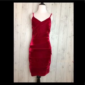 Red velvet cocktail dress